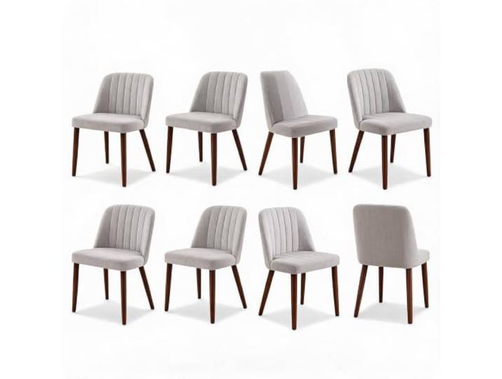 IDEALHOUSE Gepolsterte Esszimmerstühle Rubberwood Dining Chair 8er Grau Dining Room Chairs Stoffbezug, Gepolsterte Sitzfläche & Holzbeine, Moderner Küchenstuhl Für Esszimmer/Küche, bis 300 lbs