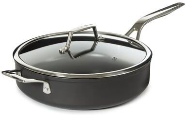 BergHOFF Essentials Non-stick Hard Anodized 11 inches Deep Skillet 4.3-quart With Glass Lid, Black