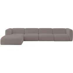 ECKSOFA Ottomane Links MIRA-L3 409x179x70 Braun Bouclé
