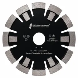 Diamant-Frässcheibe Ø 130x17mm 22,23mm - Räumscheibe/Diamantfräser für Estrich/Beton/Gussasphalt, für Fußbodenheizungsfräse, T-Profil