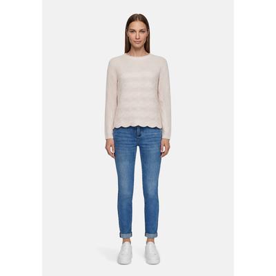 Strickpullover BETTY BARCLAY "Damen mit Struktur", Damen, Gr. 46, beige, Strick, Obermaterial: 47% Polyacryl, 47% Baumwolle, 6% Polyester, lässig geschnitten normal, Rundhals, Pullover Strickpullover