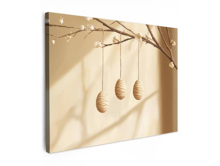 LEINWANDBILD Beige - Osterkuchen - Eier Wandbilder 80x60 cm