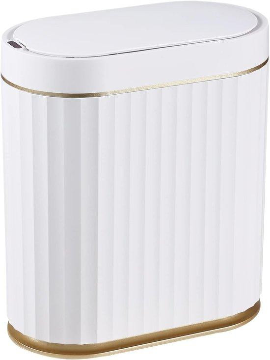 Automatische prullenbak 8 liter wit met deksel voor keuken, badkamer of kantoor