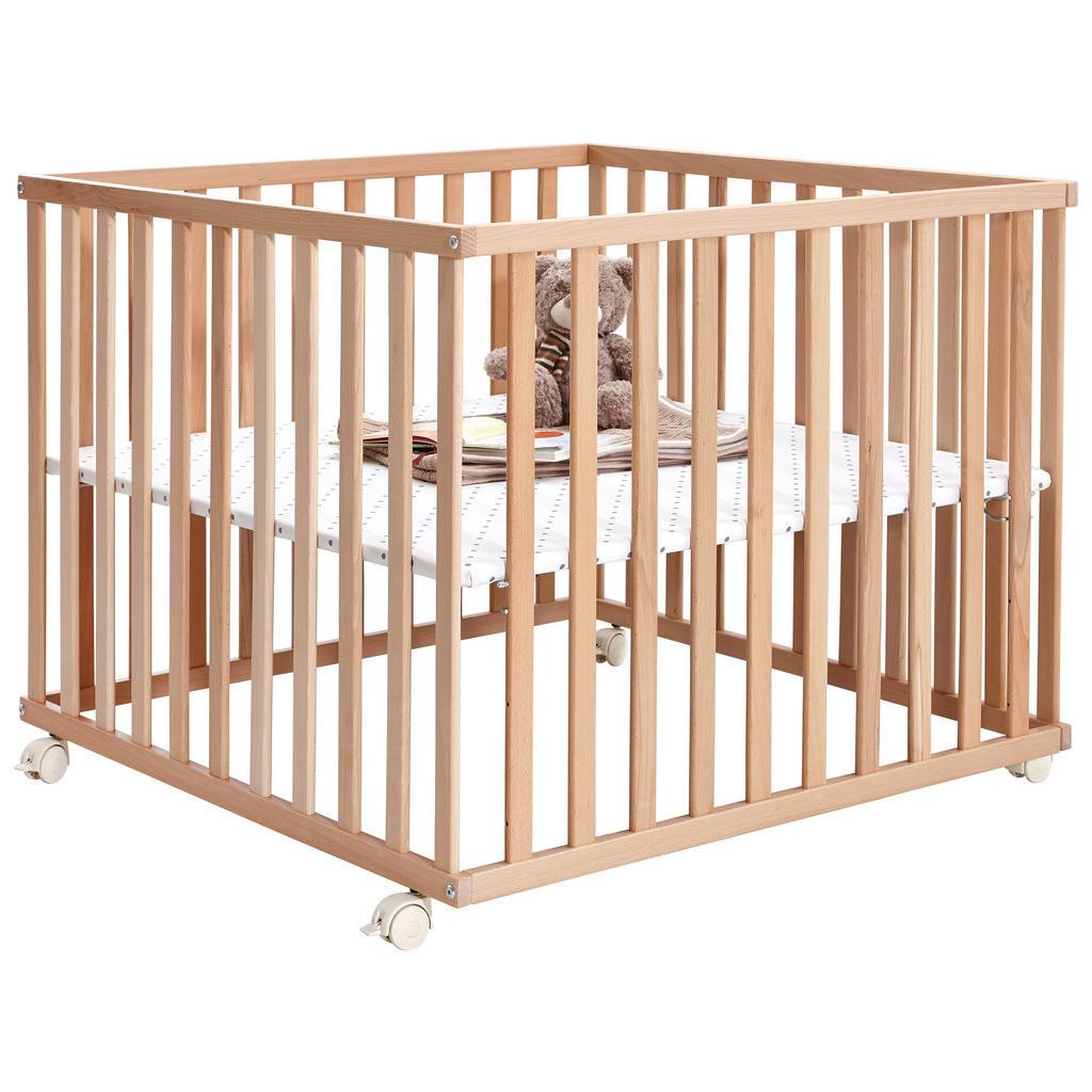 My Baby Lou Laufgitter , Buchefarben , Holz , Buche , massiv , 97x70x97 cm , höhenverstellbar , Baby- und Kindermöbel, Babyzimmer, Laufgitter