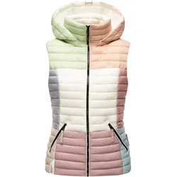 NAVAHOO Damen Steppweste Ärmellose Weste im Colourblocking-Stil und Kapuze Shadaa Multikulti
