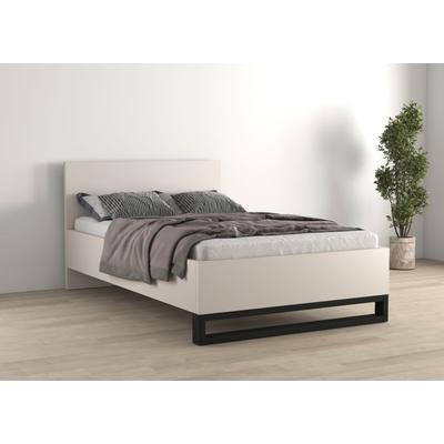 Bettgestell HOME AFFAIRE "Bronne, Topeseller, Industrial Design", beige (kaschmir, kaschmir, schwarz), B:148cm H:93,5cm L:208,6cm, Betten, Bettgestell, Stauraumbett in drei Breiten, stabil mit Kufen in Metalloptik