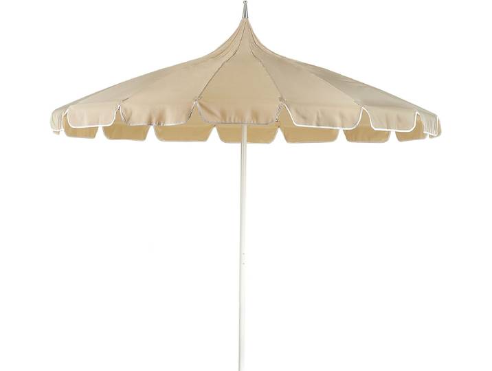 BELIANI Sonnenschirm Beige ⌀ 245 cm Rund mit Aluminium Stange Weiß Marktschirm für Balkon Terrasse Garten
