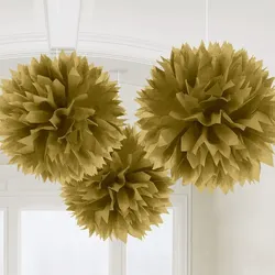 3 Fluffy Dekobälle gold