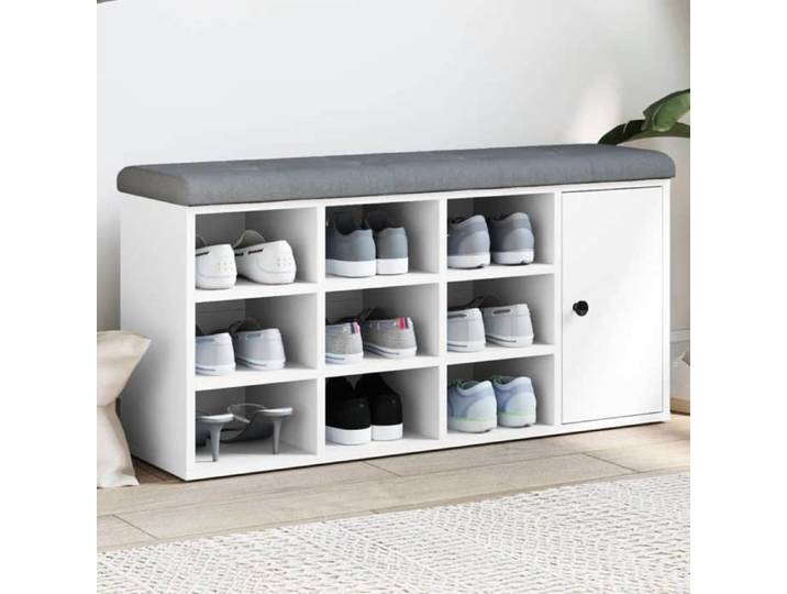 SALE 2025 Banc d'entrée multifonctionnel - Banc à chaussures - blanc 102x32x50 cm - bois d'ingénierie 25 83 Kg 5438