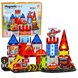 Magnetische Bausteine Feuerwehrhaus 42-teilig.
