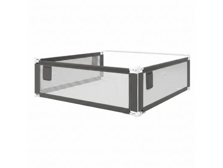 Bellabino Drina Boxspring Bettgitter 3er-Set 200 cm, Dunkelgrau, mit Gurt Rausfallschutz, Baby Bettumrandung 64-95 cm höhenverstellbar, Bettgitter mit Seitentasche, Bettrausfallschutz Kinderbett