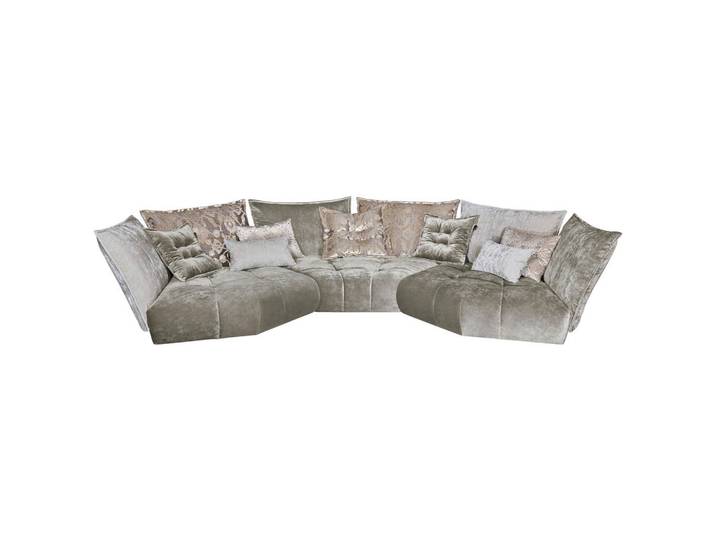 Bretz Wohnlandschaft Matilda, Grau, Greige, Kunststoff, Trapezform, 384x280 cm, Stoffauswahl, Rücken echt, Wohnzimmer, Sofas & Couches, Wohnlandschaften