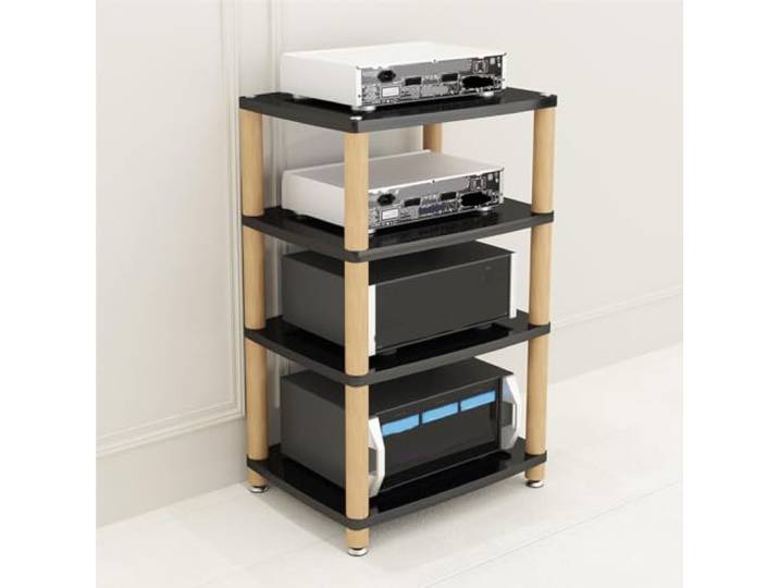 Audio Rack, 2-4 Ebenen Stereo-Schrank mit Separaten Stauraumfächern Offenes regaldesign, geteilte stauraumbereiche, audiokomponenten ordnung, stabile stütze, für audiobereiche