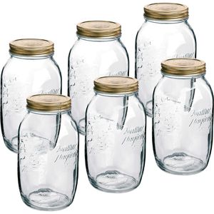 Bormioli-Rocco Einmachglas Quattro Stagioni, mit Schraubdeckel, 1,5 Liter, zum Einkochen, luftdicht, Twist-Off, 6 Stück