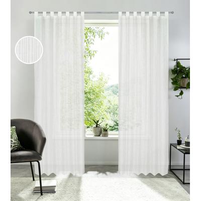 Gardine OTTO HOME "Marric, 1 Stück, Schlaufen, halbtransparent, Leinenoptik mit Streifen" Gr. 4, weiß (beige), B:135cm H:245cm, Polyester, Gardinen, Gardine, halbtransparent, Leinenoptik mit Streifen, Schlaufenaufhängung