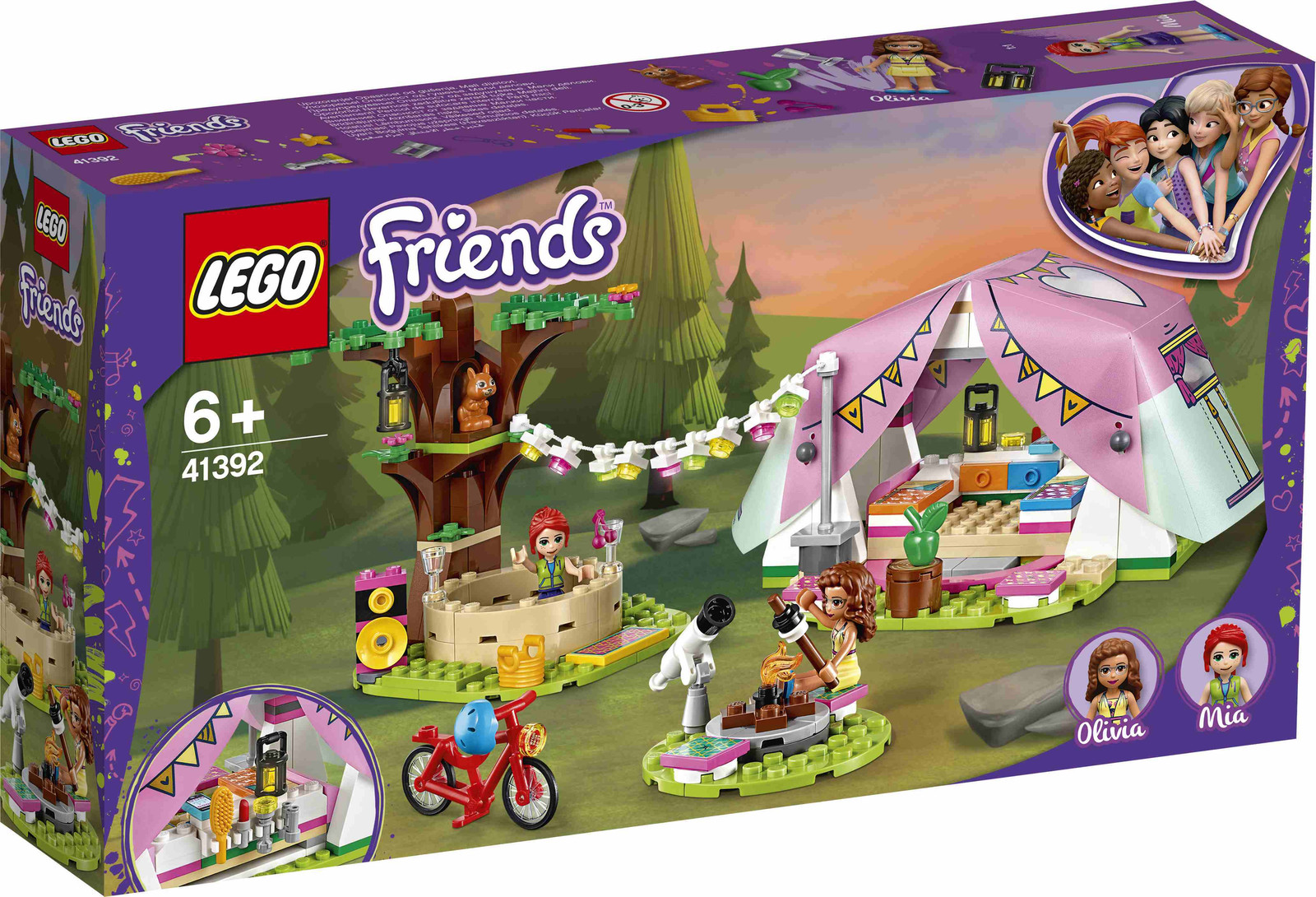 LEGO Friends 41392 Camping in Heartlake City met Olivia en Mia en tent