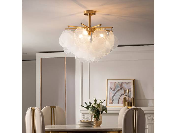 2026 Lampes suspendues en forme de coquille de verre pour plafond carillons éoliens lampes suspendues lustre de style nordique moderne décor de chambre loft Lustr