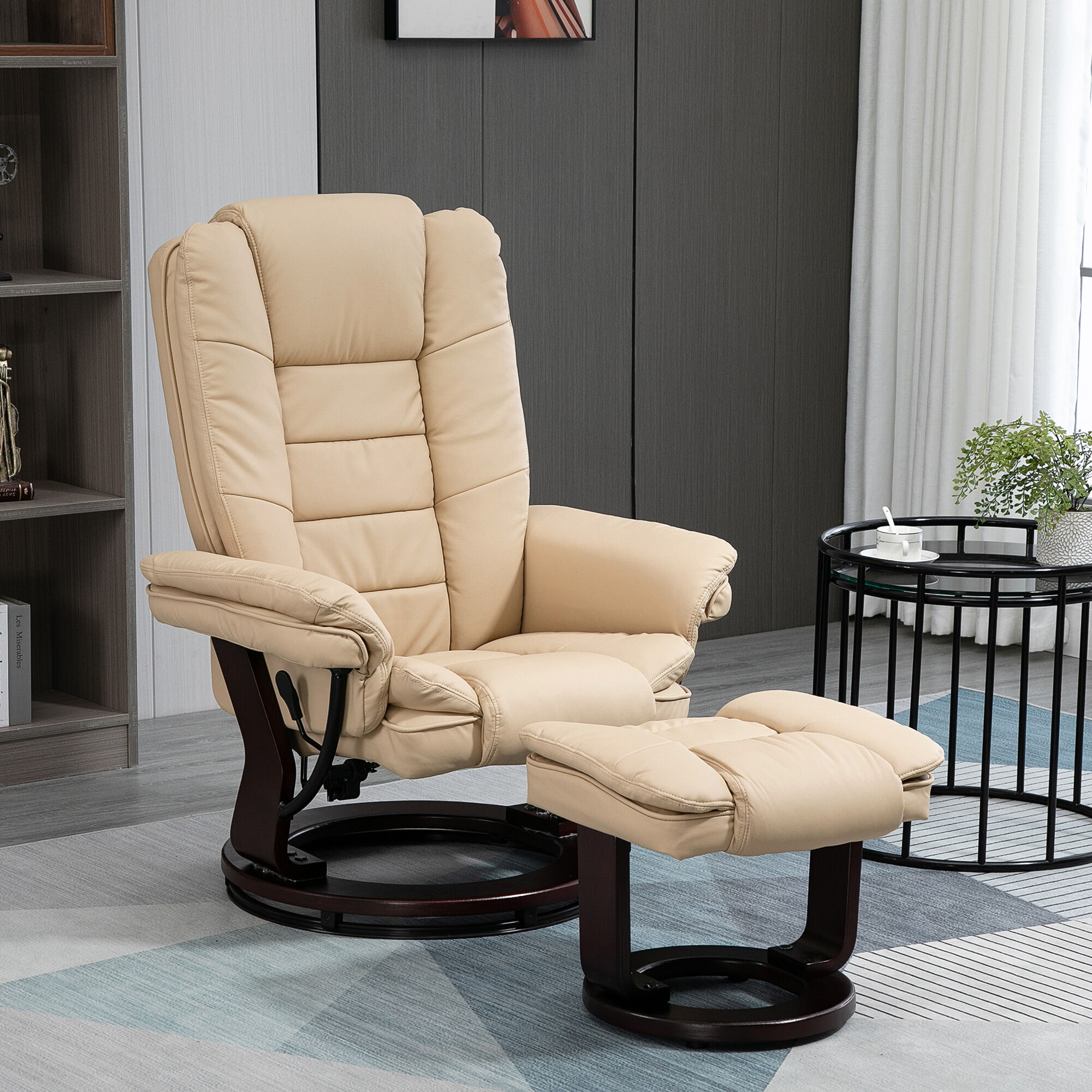 Altro Set Poltrona Relax E Pouf Poggiapiedi, Girevole A 360° E Reclinabile, Similpelle pu