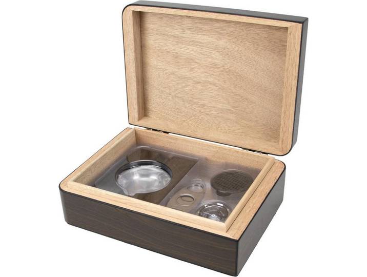 meytrade Humidor Zigarren Humidor-Set Walnut Finish Geschenkset