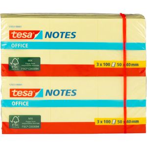 Tesa Haftnotizen Office Notes, gelb, 40 x 50mm, selbstklebend, 12x 100 Blatt
