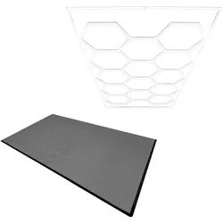 Belüftete Garagenbodenfliesen und sechseckige LED-Leuchten x 120 mit Kanten – Grau