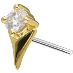 14 Karat Gold Aufsatz mit Titan Push Pin MOISSANIT + PFEILSPITZE
