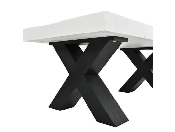 Couchtisch rechteckig 100x50x40cm X-Beine MDF weiß/schwarz MDF mit Hochglanzlack, Doppelte Ablage, X-Beine, 100x48x45cm, Tragkraft 10kg, Filzgleiter, Innenbereich