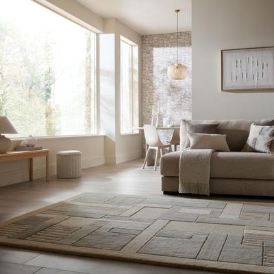 Teppich FLAIR RUGS "VARA WOOL", beige (natürlich), B:160cm H:6mm L:230cm, Oberfläche: 100% Wolle. Rückseite: 58% Wolle, 42% Synthetik, Teppiche, Teppich