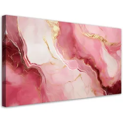 LEINWANDBILD Rosa Marmorstein-Goldelemente 100x50cm