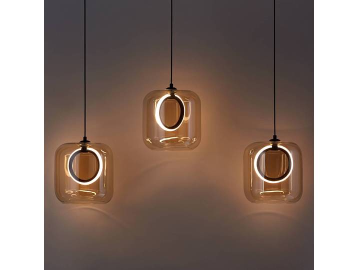 Suspension Ø 72cm Cuivre/Bronze Verre fumé, Fer LED/LED non-remplaçables Module LED