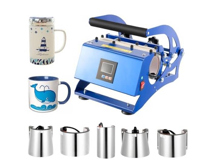 Tassenpresse Mug Sublimationspresse 8-30OZ 600W - 200 ℃ Heisspresse Hitzepresse mit 6 Untersetzer Transferpresse Tassen Bedrucken Multifunktionale Sublimations-Drucker Becherdruckmaschine