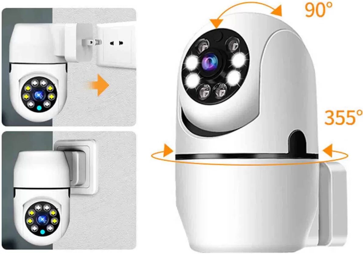 INF Plug-in WiFi Kamera: 360° HD Dual Lichtquelle Nachtsicht, Intelligente Sicherheitsüberwachung