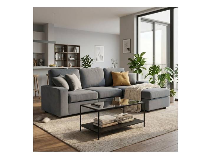 Celya Ecksofa Familien Sofa, Couch mit Stauraum, mit 4 Staufächern und Ottomane, ideal für Familien, Apartments oder moderne Wohnräume