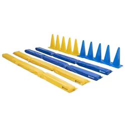 Pferdegasse gefülltes Set + 10er XXL Pylonen-Set 50 cm blau und gelb