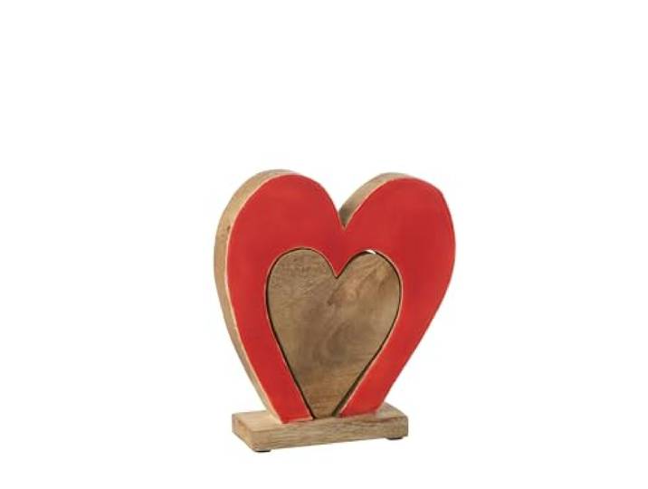 J-Line Hart Double On Stand MANGOHOUT ROOD/Natuurlijk MEDIUM