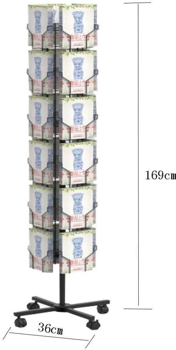 Stijlvolle geometrische boekenplank en magazine rek in zwart - H 150 x B 36 x D 36 cm