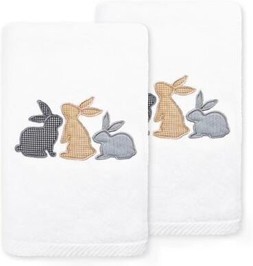 Authentic Hotel and Spa Bunny Row - Embroidered Luxury 100% Turkish Cotton Hand Towels (Set of 2)