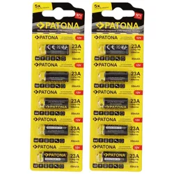 PATONA 10x (2x5 Stück) 12V 23A 23GA MN21 Spezialbatterie für Garagentoröffner, Fernbedienungen, Alarmsysteme, Bluetooth-Headset etc. kompatibel mit