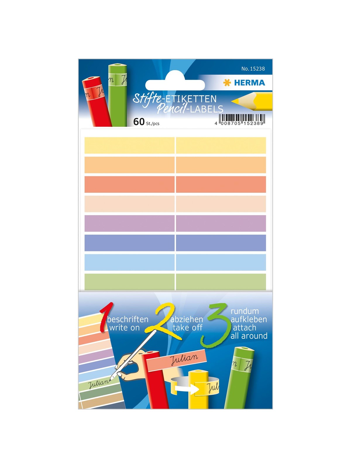 HERMA Pencil labels as name stickers for coloured pencils 10 x 46 mm self-adhesive