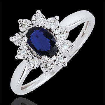 Edenly Ring Eternel Edelweiss - Saphir und Diamanten - 9 Karat WeiÃŸgold