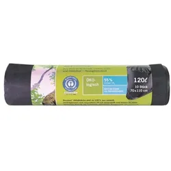 Secolan 10 Schwerlast-Müllsäcke 120 L schwarz schwarz, 70x110 cm