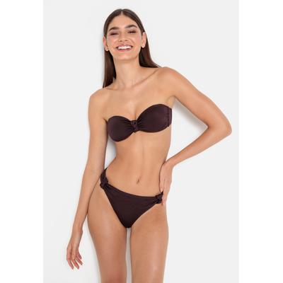 Bikini-Hose LSCN BY LASCANA "Nele", Damen, Gr. 44, N-Gr, lila (aubergine), Polyamid, leicht glänzend, unifarben, Badehosen Bikini-Hose, mit glänzender Beschichtung