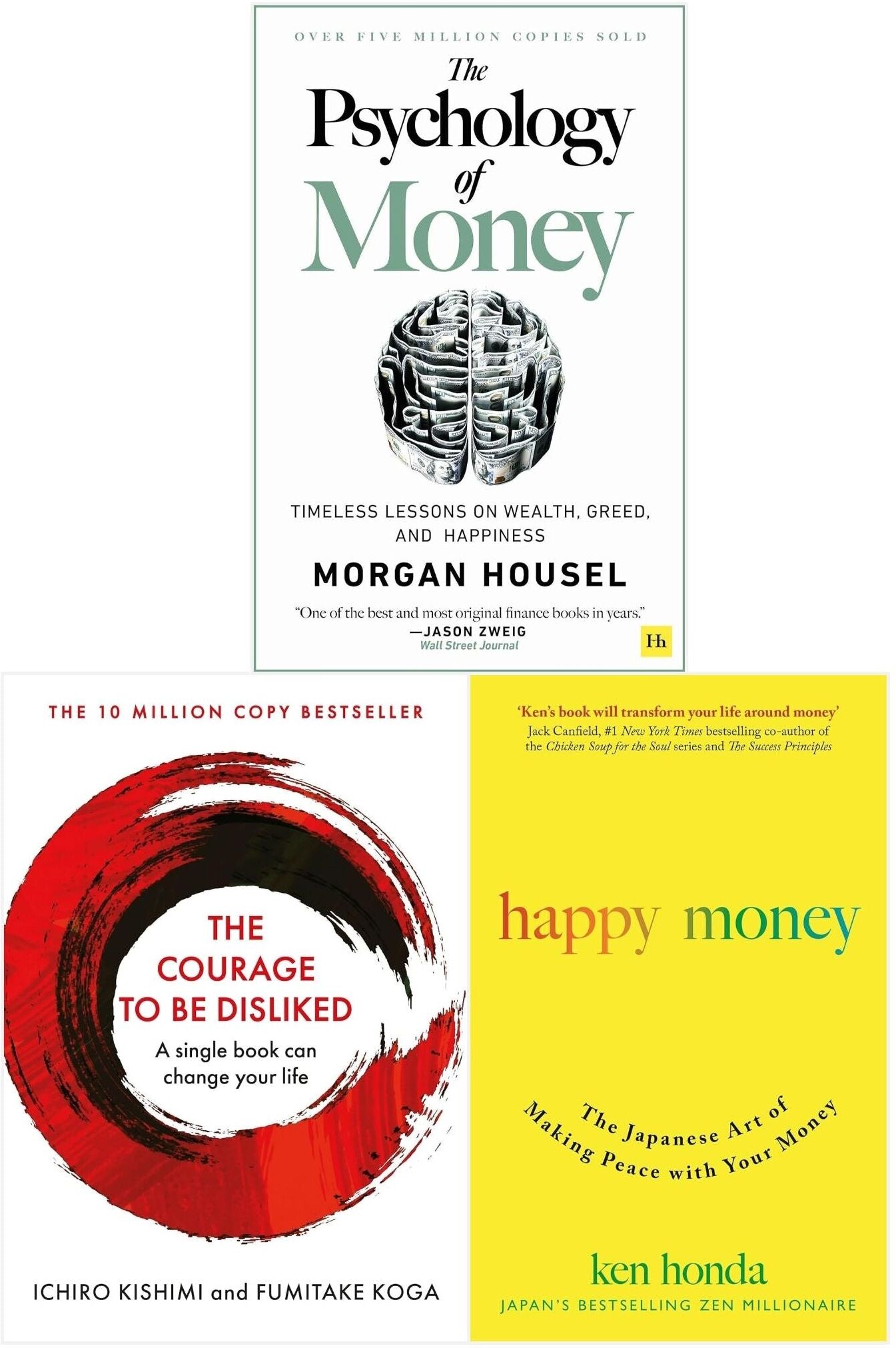 John Murray Happy Money, The Courage to be Disliked and Psychology of Money 3 Books Collection Set