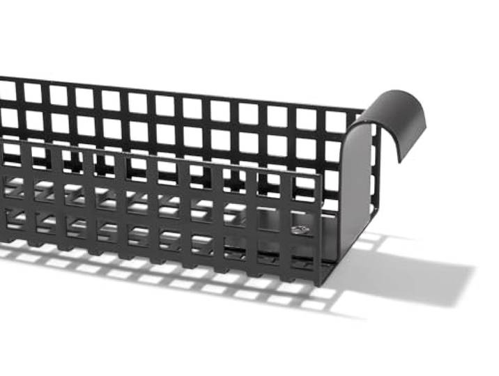 Modulor Kabelkanal für Tischgestell E2, 9,5 x 5,0 x 95,0 cm, Schwarz Kabelführung für den Schreibtisch aus pulverbeschichtetem Stahl für E2 Tischgestelle; Kabelhalterung inklusive Schrauben