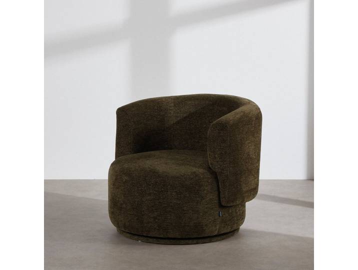Fauteuil pivotant en tissu polyester tramé vert kaki