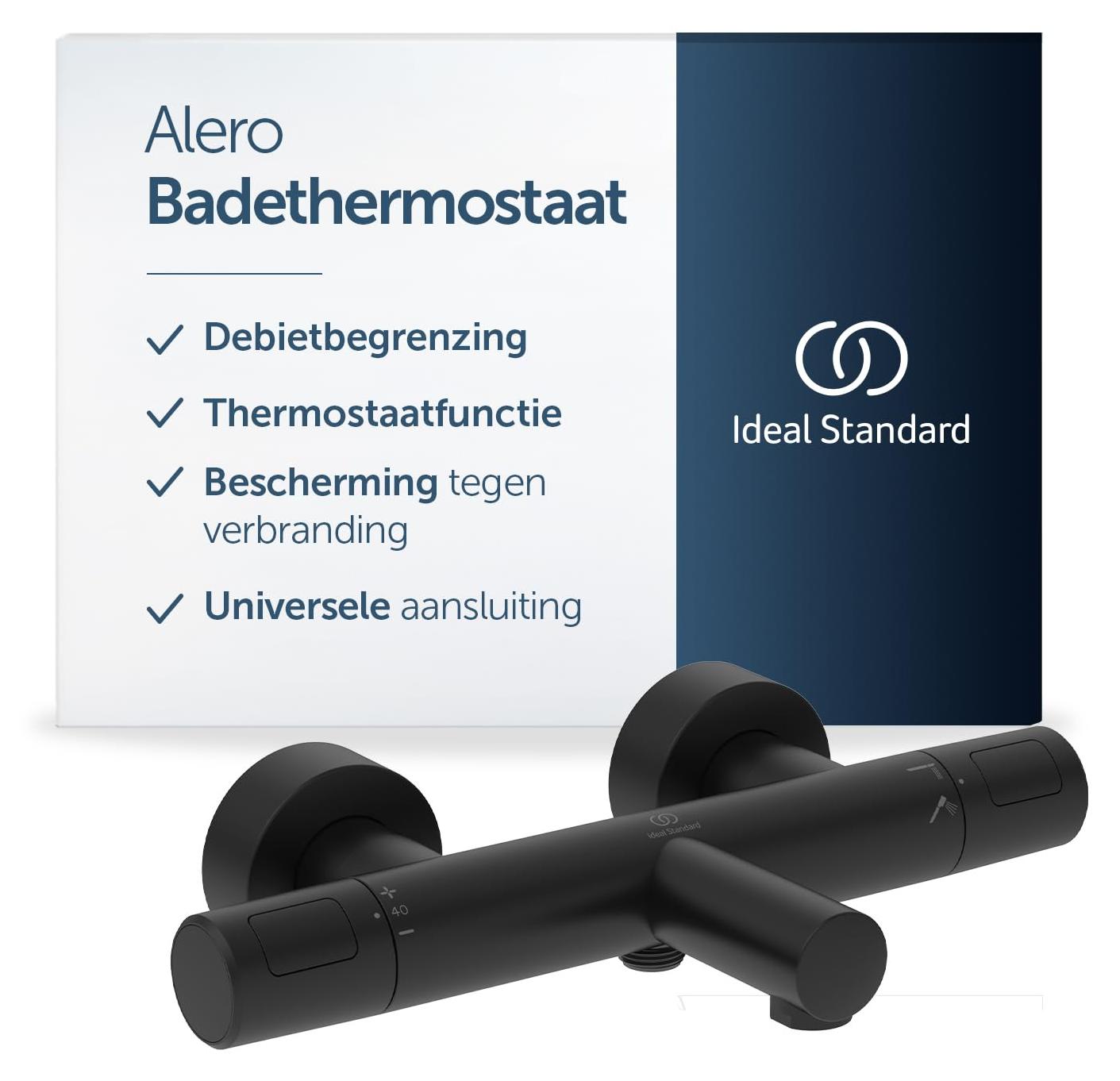 Badthermostat Aufputz, Auslaufhöhe 163 mm, Schwarz