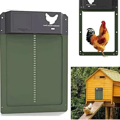 Uplift Picks Automatic Chicken Coop Door Battery Powered Light Sensor Opener For Poultry Houses green