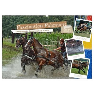Faszination Fahrsport - Zweispänner im Galopp durch den Parcour (Wandkalender 2027 DIN A2 quer), CALVENDO Monatskalender