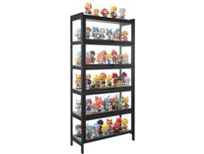 VEVOR Sammlervitrine Vitrinenschrank 5-stöckig, 172 cm hoch, Standvitrine mit natürlicher Holzrahmen (9,07 kg Tragkraft pro Schicht), Standregal Bücherregal für Büro Spielzimmer Wohnzimmer