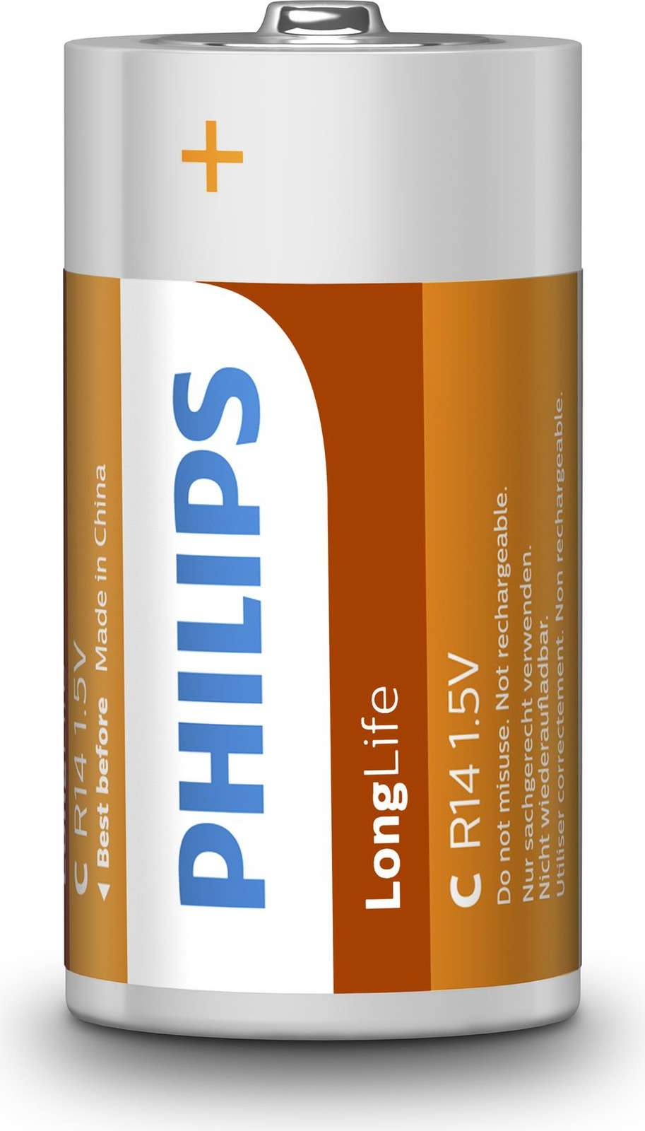 Philips LongLife R14 babybatterijen, 2 stuks